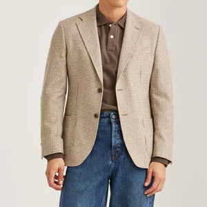 Wool Silk Check Jacket