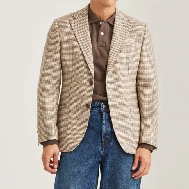 Wool Silk Check Jacket